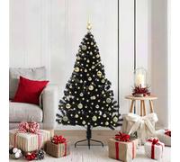 Berkfield Home Artificial Pre-lit Christmas Tree Black 150 cm PVC Berkfield Home Black