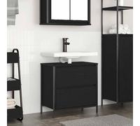 Berkfield Home Bathroom Basin Cabinet with Drawers Black Oak 60x34.5x60 cm Berkfield Home Black 60x34.5x60 cm
