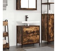 Berkfield Home Bathroom Basin Cabinet with Drawers Smoked Oak 60x34.5x60 cm in Brown Berkfield Home Brown 60x34.5x60 cm