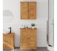 Berkfield Home Bathroom Furniture Set with Shelf with Storage with Door 2 pcs Brown Solid wood pine Berkfield Home Brown
