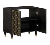 Berkfield Home Bathroom Sink Cabinet 62x33x58 cm Solid Wood Mango in Black | Size: 62 x 33 x 58 cm Berkfield Home Black 62 x 33 x 58 cm