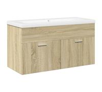 Berkfield Home Bathroom Sink Cabinet with Built-in Basin Sonoma Oak in Light Tan Berkfield Home Light Tan