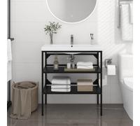 Berkfield Home Bathroom Washbasin Frame Black 79x38x83 cm Iron | Size: 79 x 38 x 83 cm Berkfield Home Black 79 x 38 x 83 cm