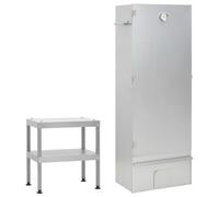 Berkfield Home BBQ Oven Smoker with Table Galvanised Steel in Silver Berkfield Home Silver