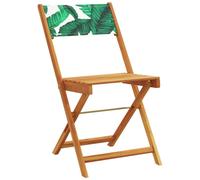 Berkfield Home Beautiful 3 Piece Bistro Set Leaf Pattern Fabric & Solid Wood in Tan Berkfield Home Tan