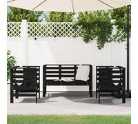 Berkfield Home Beautiful 3 Piece Garden Lounge Set Black Solid Wood Pine Berkfield Home Black