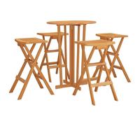 Berkfield Home Beautiful 5 Piece Folding Bar Set Solid Wood Teak in Brown Berkfield Home Brown