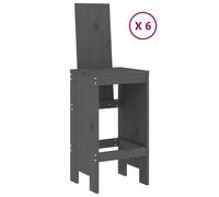 Berkfield Home Beautiful 7 Piece Garden Bar Set Grey Solid Wood Pine Berkfield Home Grey