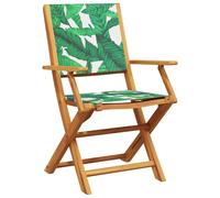 Berkfield Home Beautiful 7 Piece Garden Dining Set Leaf Pattern Fabric & Solid Wood in Green Berkfield Home Green