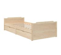 Berkfield Home Beautiful Bed Frame with Drawers Solid Wood Pine 90x200 cm in Natural Berkfield Home Natural 90x200 cm