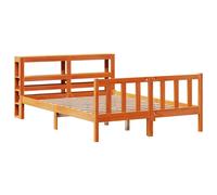 Berkfield Home Beautiful Bed Frame with Headboard Frame Wax Brown 120x190 cm Sma | Size: Small Double Berkfield Home Brown Small Double