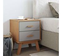 Berkfield Home Beautiful Bedside Cabinet OLDEN Grey & Brown Solid Wood Pine Berkfield Home Grey