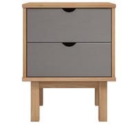 Berkfield Home Beautiful Bedside Cabinet OTTA Brown&Grey 46x39.5x57 cm Solid Woo in Grey Berkfield Home Grey 46x39.5x57 cm