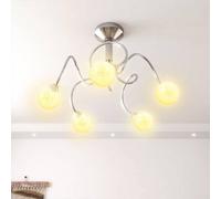 Berkfield Home Beautiful Ceiling Lamp with Round Glass Shades for 5 G9 LED Lights in White Berkfield Home White