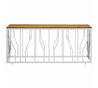 Berkfield Home Beautiful Coffee Table Silver Stainless Steel & Solid Wood Acacia Berkfield Home Silver