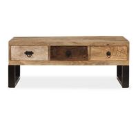 Berkfield Home Beautiful Coffee Table with 3 Drawers Solid Mango Wood 90x50x35 cm in Brown | Size: 90 x 50 x 35 cm Berkfield Home Brown 90 x 50 x 35 cm
