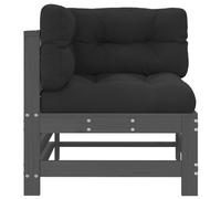 Berkfield Home Beautiful Corner Sofa with Cushions Grey Solid Wood Pine Berkfield Home Grey