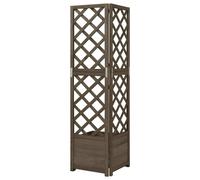 Berkfield Home Beautiful Corner Trellis Planter Grey 40x40x150 cm Solid Fir Wood | Size: 40 x 40 x 150 cm Berkfield Home Grey 40 x 40 x 150 cm