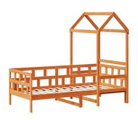 Berkfield Home Beautiful Day Bed with Roof without Mattress Wax Brown 80x200 cm Berkfield Home Brown 80x200 cm