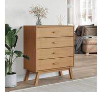 Berkfield Home Beautiful Drawer Cabinet OLDEN Brown Solid Wood Pine in Light Tan Berkfield Home Light Tan