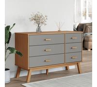 Berkfield Home Beautiful Drawer Cabinet OLDEN Grey & Brown Solid Wood Pine Berkfield Home Grey