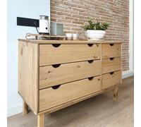 Berkfield Home Beautiful Drawer Cabinet OTTA 111x43x73.5cm Solid Wood Pine in Light Brown | Size: 111x43x73.5 cm Berkfield Home Light Brown 111x43x73.5 cm