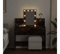 Berkfield Home Beautiful Dressing Table with LED Smoked Oak 100x40x130 cm in Brown | Size: 100 x 40 x 130 cm Berkfield Home Brown 100 x 40 x 130 cm