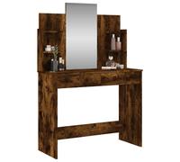 Berkfield Home Beautiful Dressing Table with Mirror Smoked Oak 96x39x142 cm in Brown | Size: 96 x 39 x 142 cm Berkfield Home Brown 96 x 39 x 142 cm