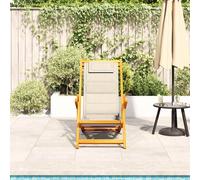 Berkfield Home Beautiful Folding Beach Chair with Armrests Cream Acacia Wood & T Berkfield Home Cream