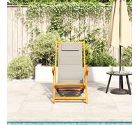 Berkfield Home Beautiful Folding Beach Chair with Armrests Taupe Acacia Wood & T Berkfield Home Taupe