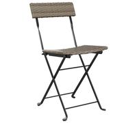 Berkfield Home Beautiful Folding Bistro Chairs 2 pcs Grey Poly Rattan & Steel Berkfield Home Grey