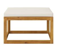 Berkfield Home Beautiful Footrest with Cream White Cushion Solid Wood Acacia in Beige Berkfield Home Beige