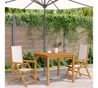 Berkfield Home Beautiful Garden Chairs 2 pcs Cream White Solid Wood Acacia & Fabric Berkfield Home White