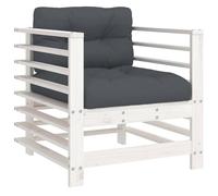 Berkfield Home Beautiful Garden Chairs with Cushions 2 pcs White Solid Wood Pine Berkfield Home White