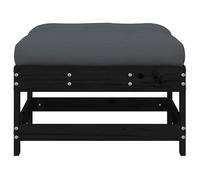 Berkfield Home Beautiful Garden Footstool with Cushion Black Solid Wood Pine Berkfield Home Black