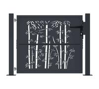 Berkfield Home Beautiful Garden Gate Anthracite 105x105 cm Steel Bamboo Design in Dark Grey Berkfield Home Dark Grey 105x105 cm