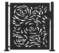 Berkfield Home Beautiful Garden Gate Black 105x106 cm Steel Flame Design Berkfield Home Black 105x106 cm