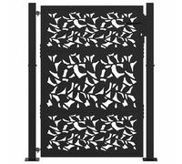 Berkfield Home Beautiful Garden Gate Black 105x130 cm Steel Leaf Design Berkfield Home Black 105x130 cm