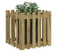 Berkfield Home Beautiful Garden Planter with Fence Design 60x60x60 cm Impregnate in Brown | Size: 60 x 60 x 60 cm Berkfield Home Brown 60 x 60 x 60 cm