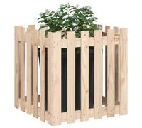 Berkfield Home Beautiful Garden Planter with Fence Design 60x60x60 cm Solid Wood Pine in Light Tan | Size: 60 x 60 x 60 cm Berkfield Home Light Tan 60 x 60 x 60 cm