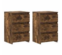 Berkfield Home Bed Cabinets 2 pcs Smoked Oak 40x35x62.5 cm Engineered Wood in Brown Berkfield Home Brown 40x35x62.5 cm