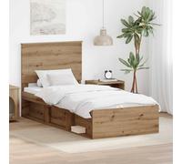 Berkfield Home Bed Frame Artisian Oak 75 x 190 cm Solid Pine Wood in Brown Berkfield Home Brown 75 x 190 cm