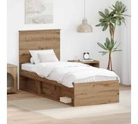 Berkfield Home Bed Frame Artisian Oak 75 x 190 cm Solid Pine Wood in Brown Berkfield Home Brown 75 x 190 cm