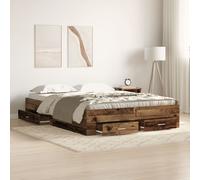 Berkfield Home Bed Frame with Drawers Old wood Engineered wood 140 x 190 cm in Brown Berkfield Home Brown 140 x 190 cm