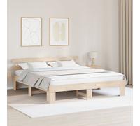 Berkfield Home Bed Frame with Headboard 200x200 cm Solid Wood Pine in Beige Berkfield Home Beige 200x200 cm