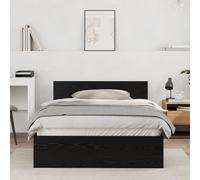 Berkfield Home Bed Frame with Headboard Black Oak 120 x 190 cm Wood Berkfield Home Black 120 x 190 cm