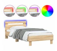 Berkfield Home Bed Frame with Headboard & LED Lights Sonoma Oak 90x200 cm in Brown Berkfield Home Brown 90x200 cm