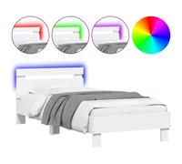Berkfield Home Bed Frame with Headboard & LED Lights White 90x190 cm Single Berkfield Home White Single
