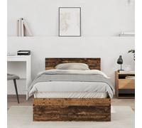 Berkfield Home Bed Frame with Headboard Old Wood 100 x 200 cm Solid Pine wood in Brown Berkfield Home Brown 100 x 200 cm