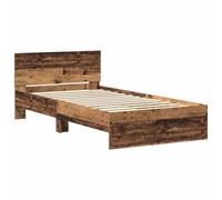 Berkfield Home Bed Frame with Headboard Old Wood 100 x 200 cm Solid Pine wood in Brown Berkfield Home Brown 100 x 200 cm